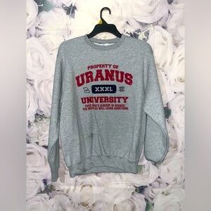 Property of Uranus University Sweatshirt Mens Medium Gray Crew Neck Sweater‌